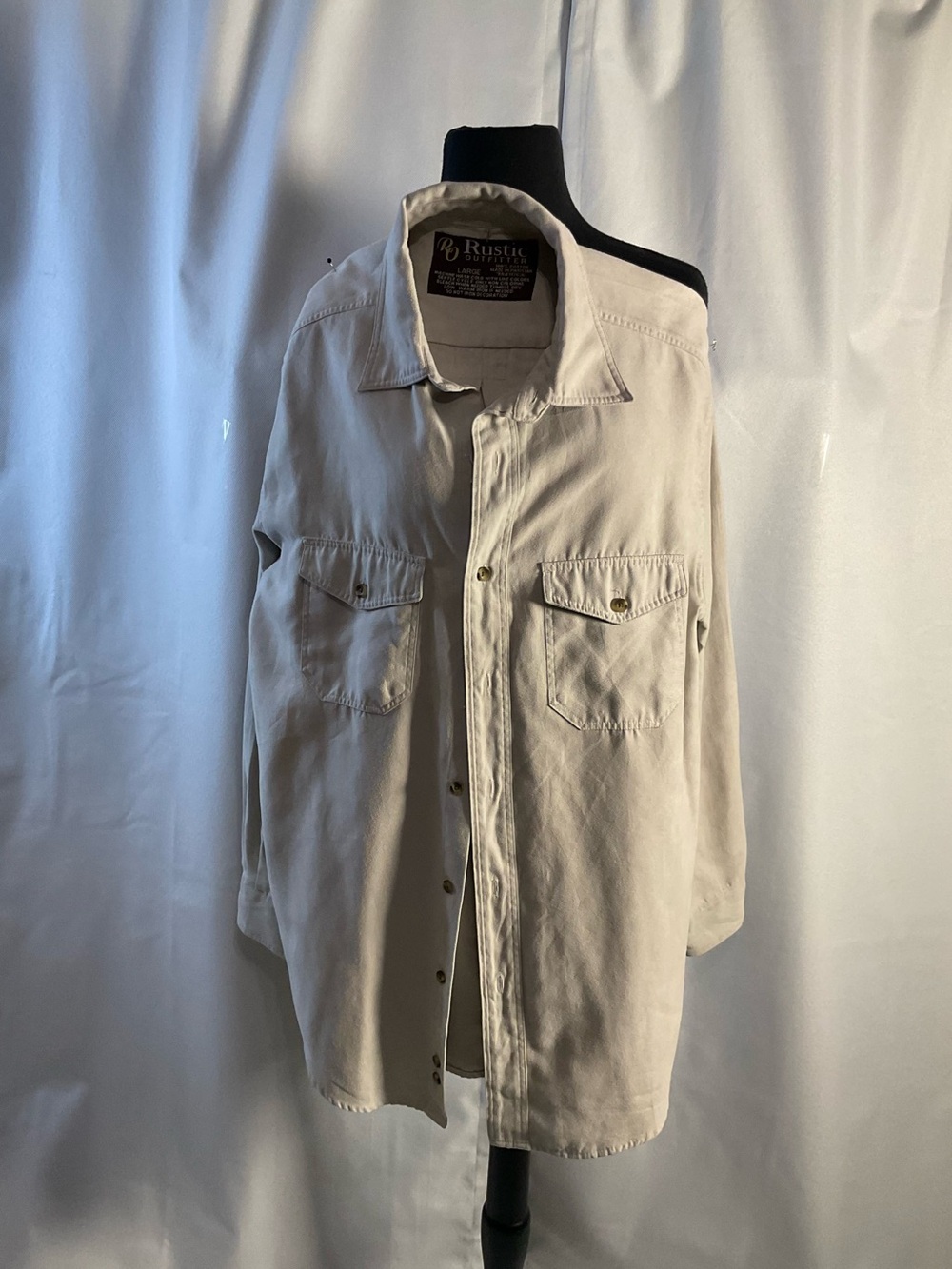 Rustic Men's Casual Button-Down Shirt Jacket in Light Beige